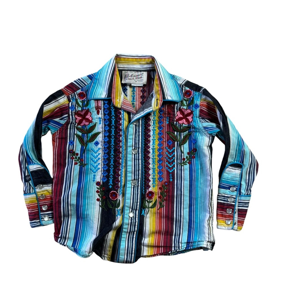Rockmount Western Shirt Girls Embroidered Pearl Snap L/S Kids.